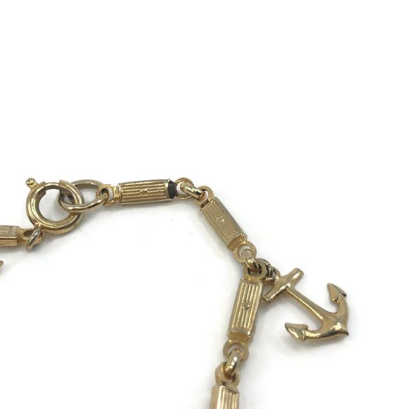 Nautical Themed Charm Bracelet Ships Wheel, Anchor - Picture 6 of 7